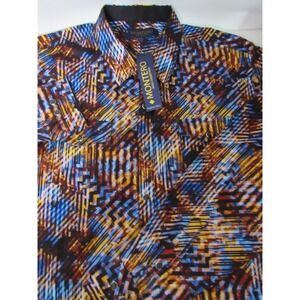 MONTERO Gold Contrast Collar Multi-Color Snap Button Sz 3XL Cotton  Shirt